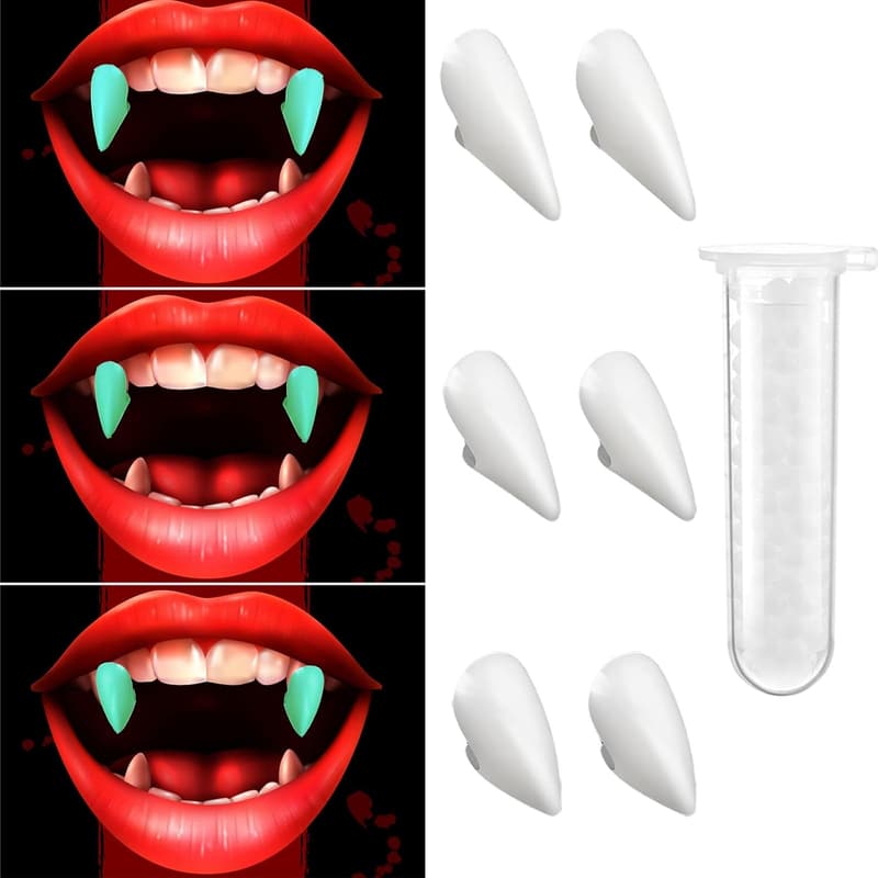 Halloween Glow-in-the-Dark Vampire Fangs - 3 Pack Costume Props
