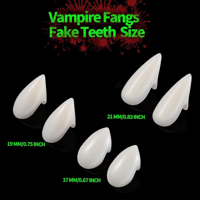 Halloween Glow-in-the-Dark Vampire Fangs - 3 Pack Costume Props