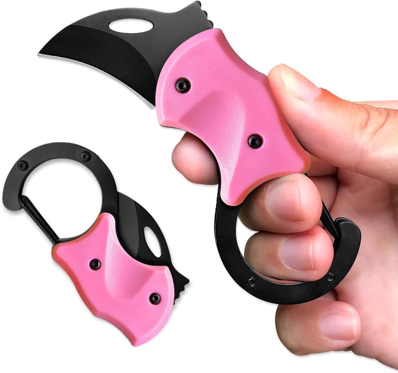 Women's Pink Mini Pocket Knife with Carabiner Keychain