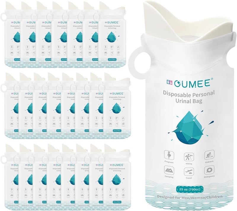 Portable Disposable Urinal Bags for Travel - 20 Pcs Unisex