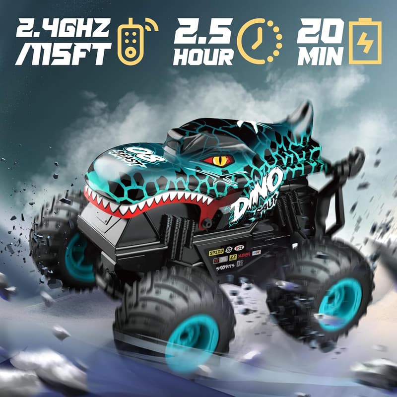 Remote Control Monster Truck with Lights & Music for Kids