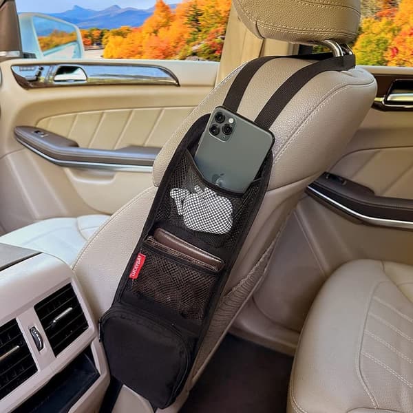 Car Seat Side Organizer for Phones & Drinks - Auto Storage Bag