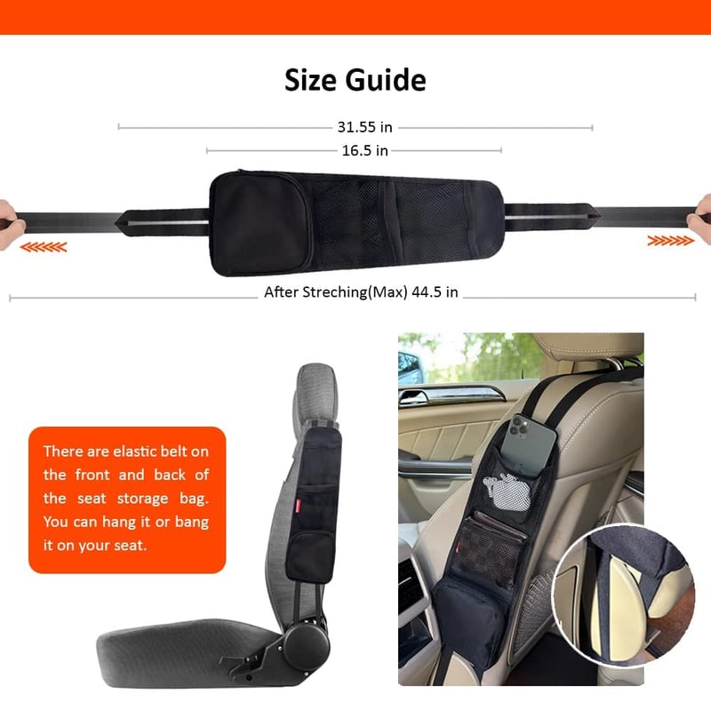 Car Seat Side Organizer for Phones & Drinks - Auto Storage Bag