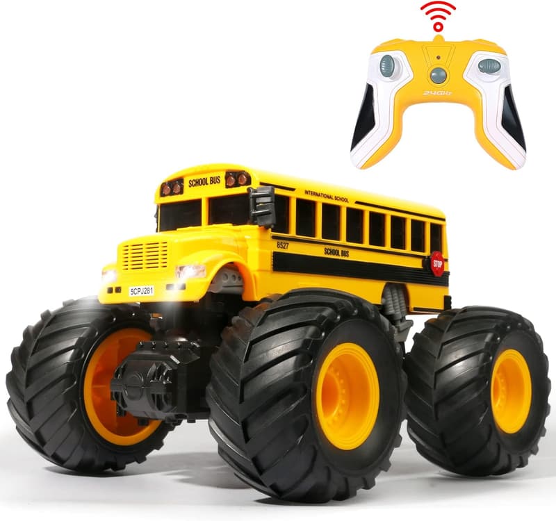 Remote Control School Bus Monster Truck Toy - 1/18 Offroad Stunt Vehicle
