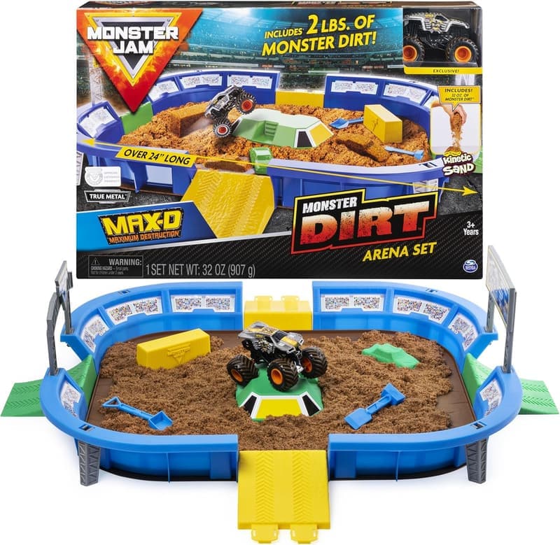Monster Jam 24-Inch Dirt Arena Playset with 2lbs Monster Dirt