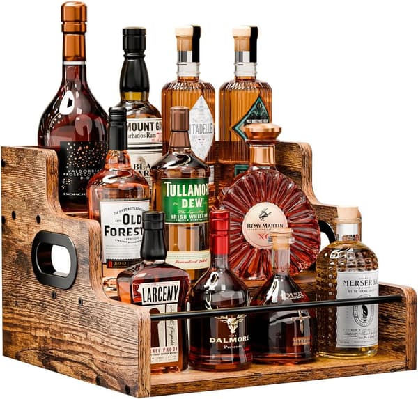 Retro 3-Step Liquor Bottle Display Rack for Mini Bar