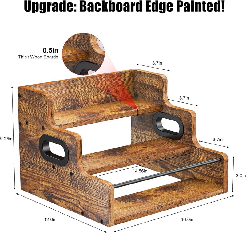 Retro 3-Step Liquor Bottle Display Rack for Mini Bar