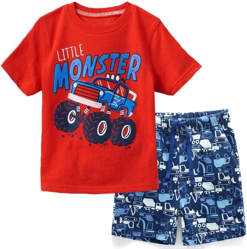 Toddler Boys' Little Monster Truck Summer Outfit Set