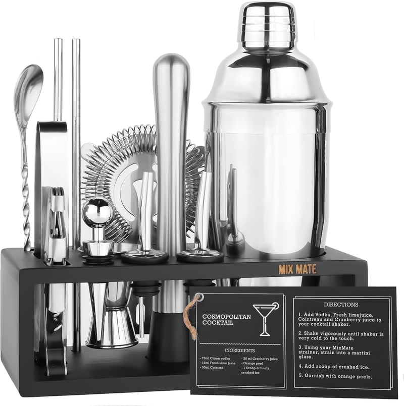 15-Piece Mixology Bartender Kit - Silver Cocktail Shaker Set