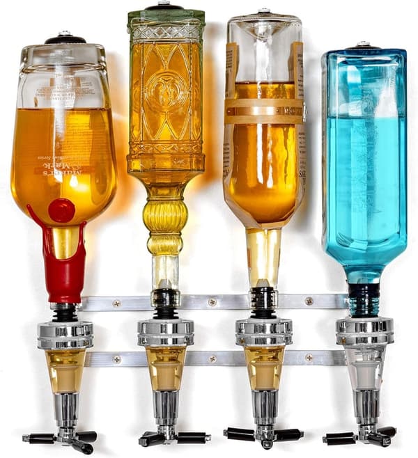 Wall-Mounted 4-Bottle Liquor Dispenser for Home Bar