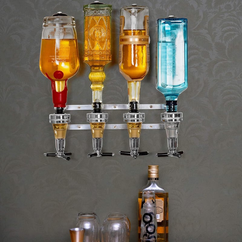 Wall-Mounted 4-Bottle Liquor Dispenser for Home Bar