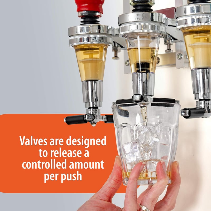 Wall-Mounted 4-Bottle Liquor Dispenser for Home Bar