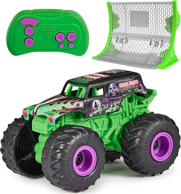 Grave Digger Remote Control Monster Truck for Kids, 1:64 Scale