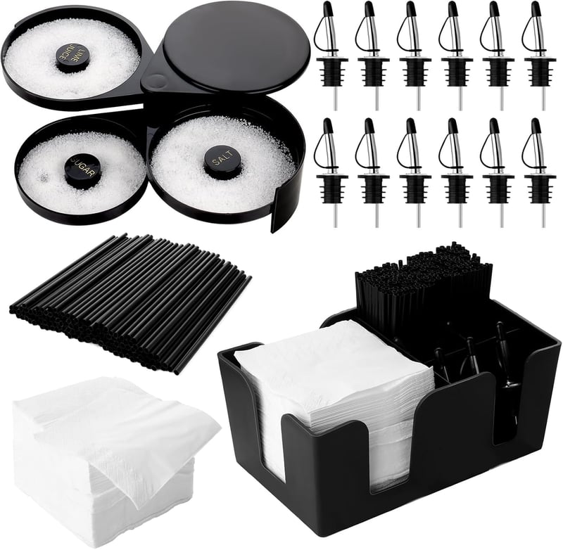 Bartender Tool Set with 3-Tier Glass Rimmer & 12 Spouts
