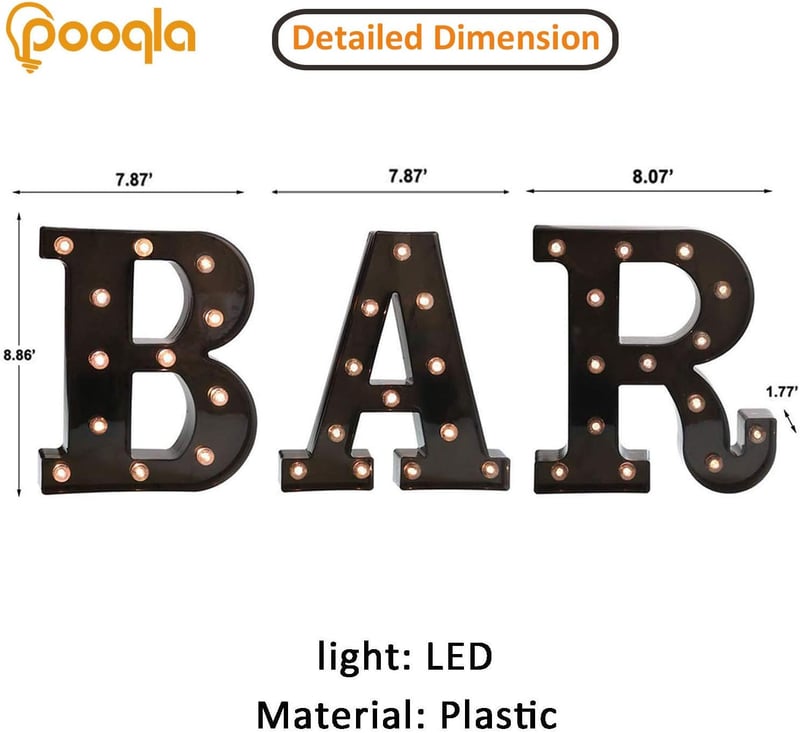 LED Lighted Marquee Bar Sign - Battery Operated (23.03