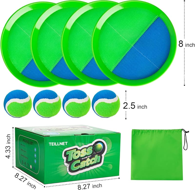 Outdoor Toss and Catch Ball Set - 4 Pack for Kids and Adults