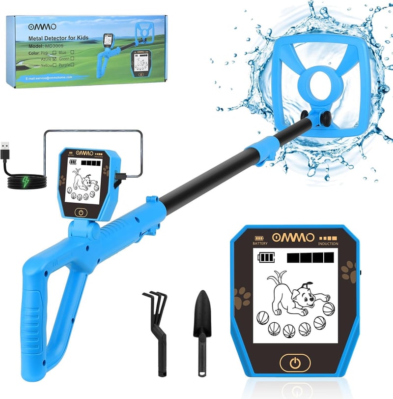Kids Waterproof Metal Detector with LCD Display and Rechargeable Battery
