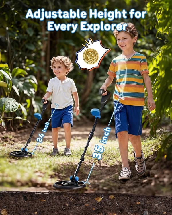 Waterproof Kids Metal Detector with LCD Display and Adjustable Stem