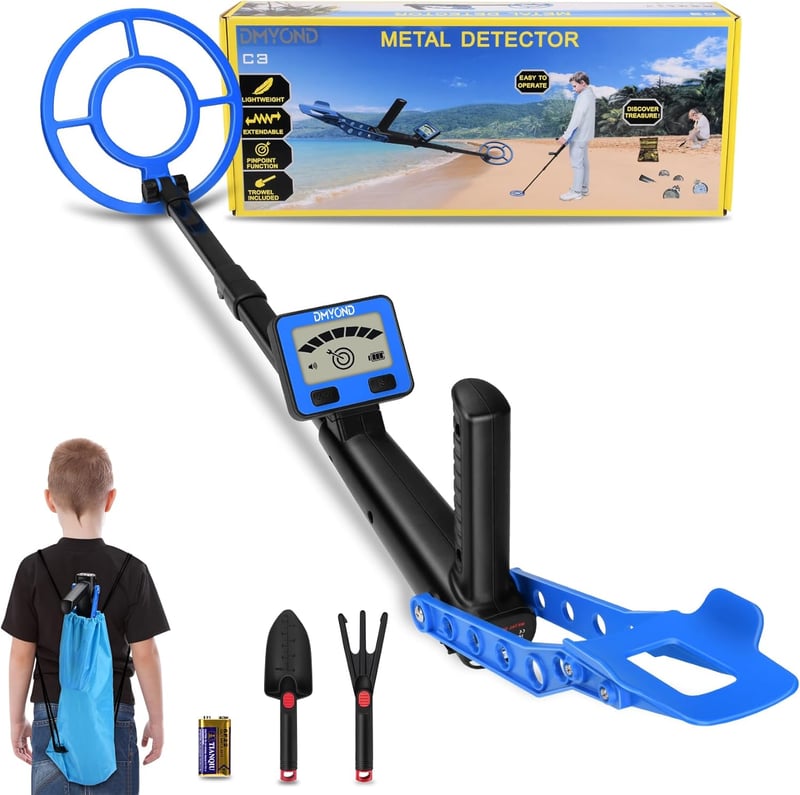 Kids' Waterproof Metal Detector Kit with LCD Display, 8-12 Years