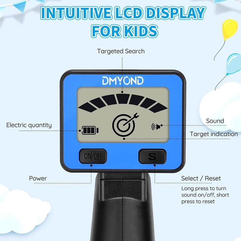 Kids' Waterproof Metal Detector Kit with LCD Display, 8-12 Years