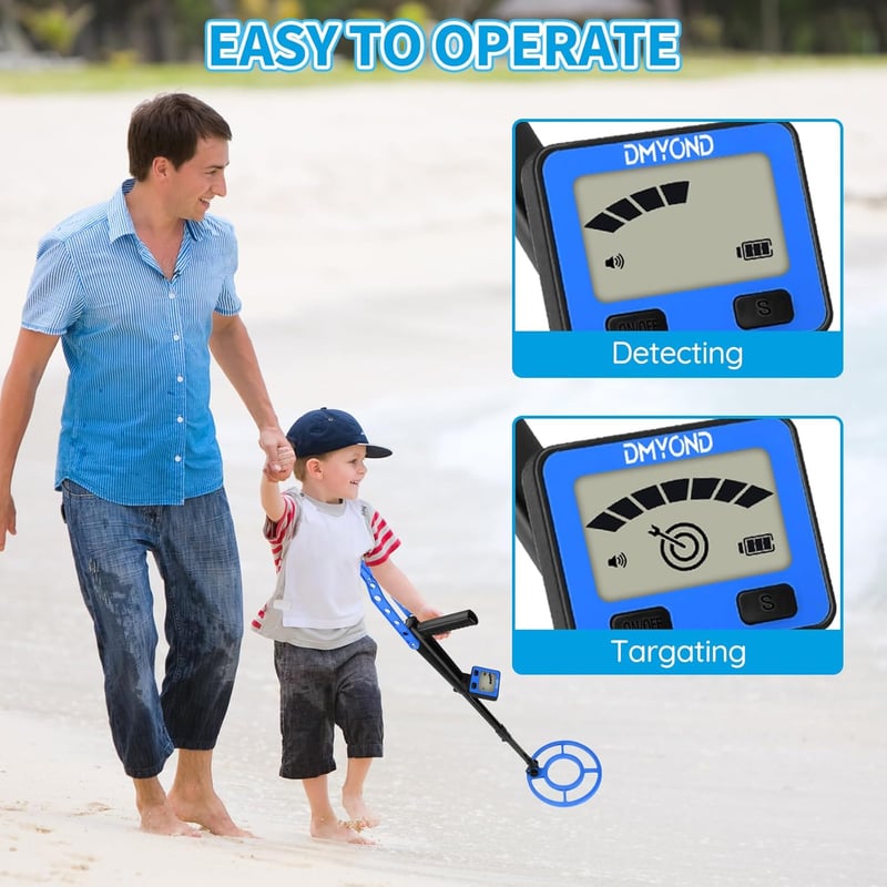 Kids' Waterproof Metal Detector Kit with LCD Display, 8-12 Years