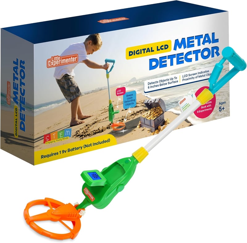 Kids' Adjustable Metal Detector with LCD Screen, STEM Outdoor Kit