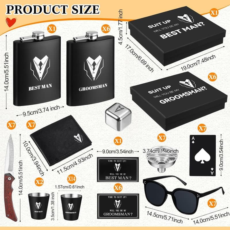 Groomsmen Gift Set: 88-Pc Proposal Essentials with Flask & Accessories
