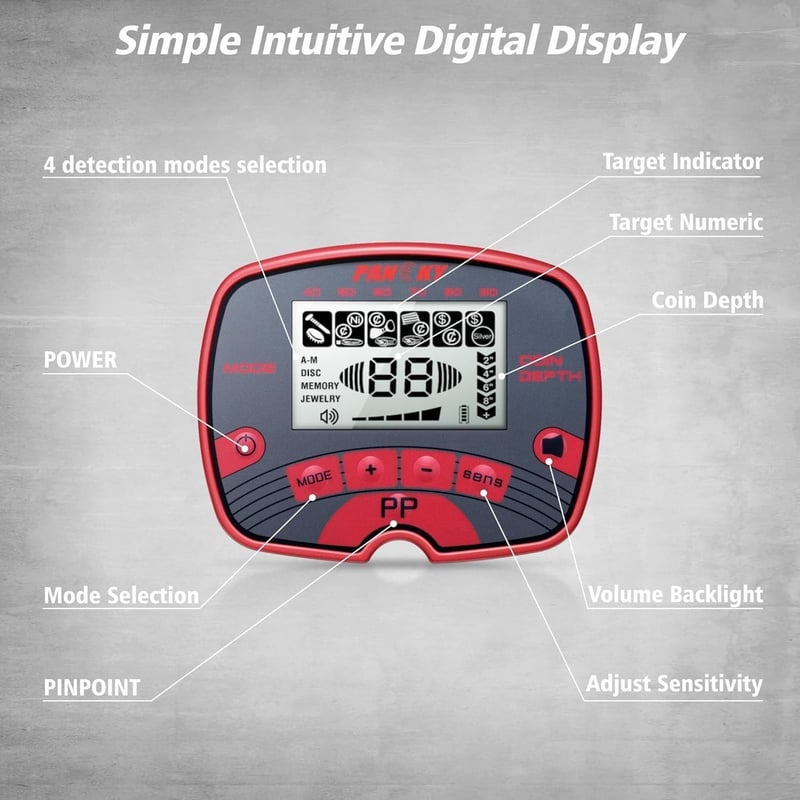 Waterproof Gold Metal Detector for Adults with LCD Display