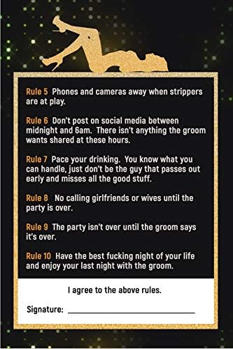 Bachelor Party Gag Gift Cards - Set of 8 Drinking Rules