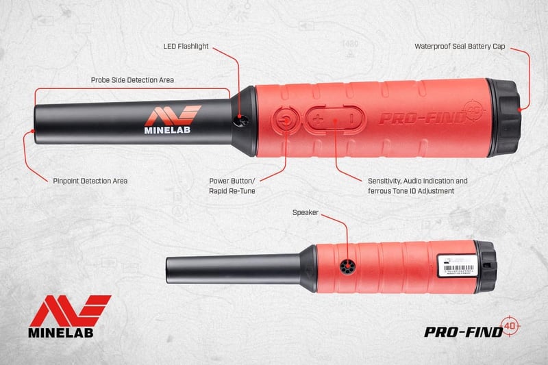 PRO-FIND 40 Waterproof Pinpointer Metal Detector for Experts