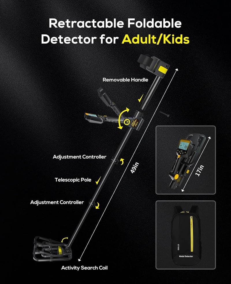 Waterproof Metal Detector for Adults - Rechargeable, 10
