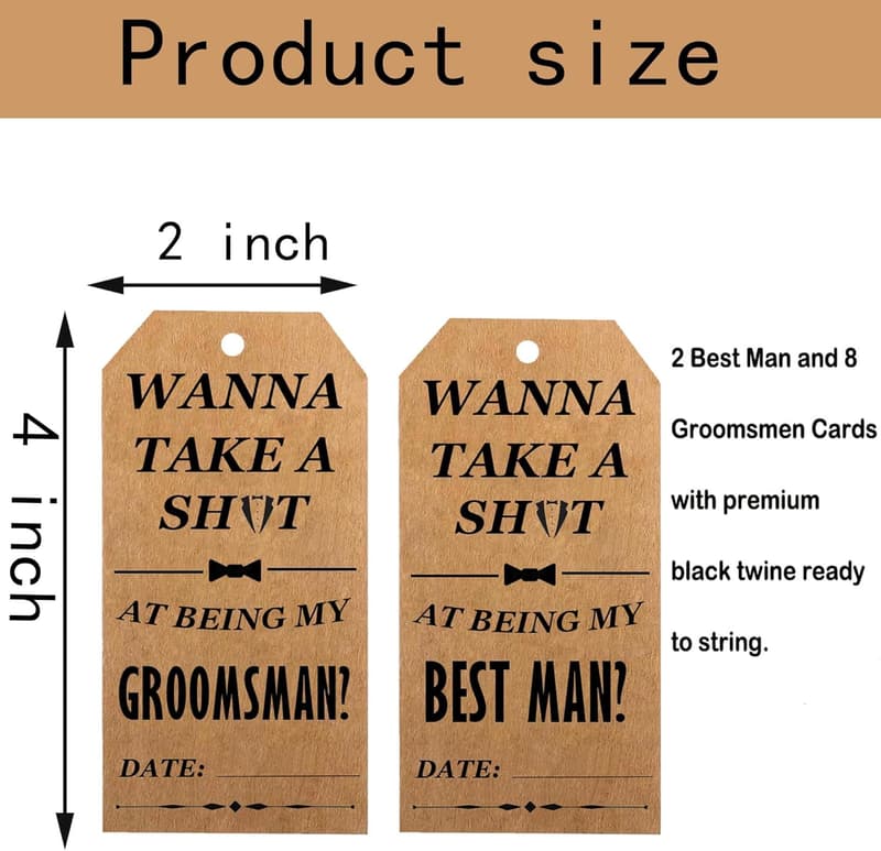 Groomsmen Proposal Cards Set - 10 Funny Shot Tag Cards