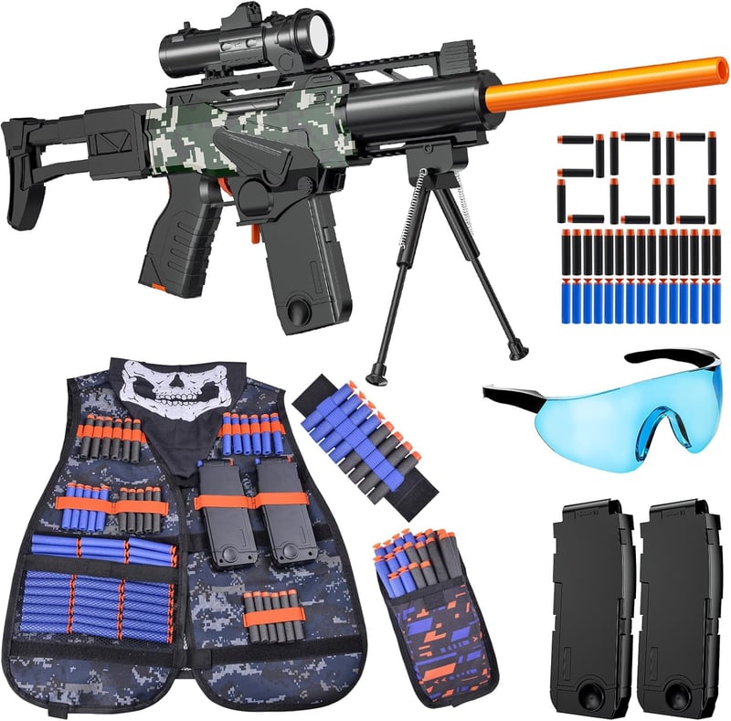 Automatic Sniper Rifle Toy with Scope and Tactical Vest Kit for Boys