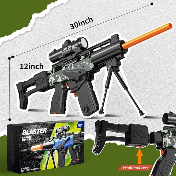 Automatic Sniper Rifle Toy with Scope and Tactical Vest Kit for Boys