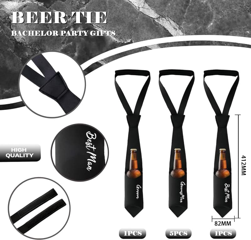 Funny Bachelor Party Necktie Can Holder for Groomsmen