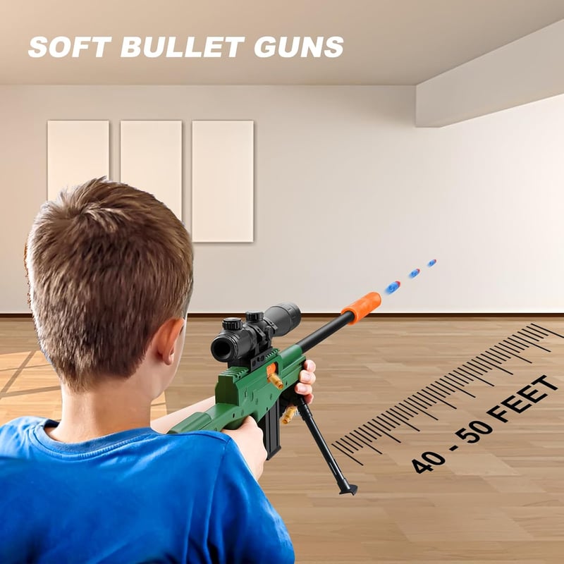 Realistic Soft Bullet Sniper Rifle with Scope for Boys 8-14