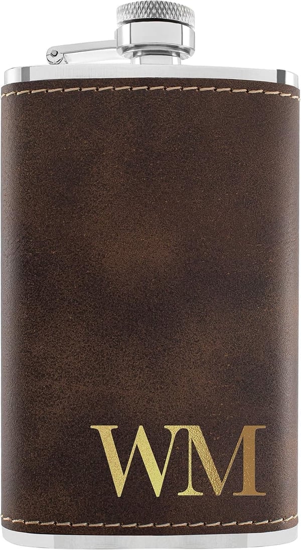 Personalized Leatherette Hip Flasks for Groomsmen