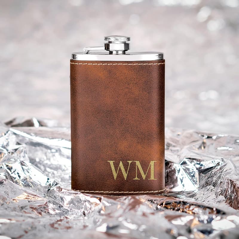 Personalized Leatherette Hip Flasks for Groomsmen