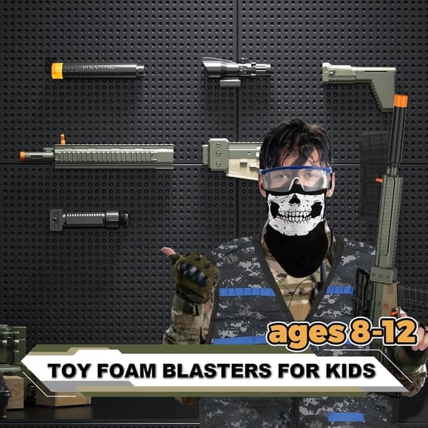 Automatic Sniper Rifle Toy Set with Foam Darts and Tactical Vest