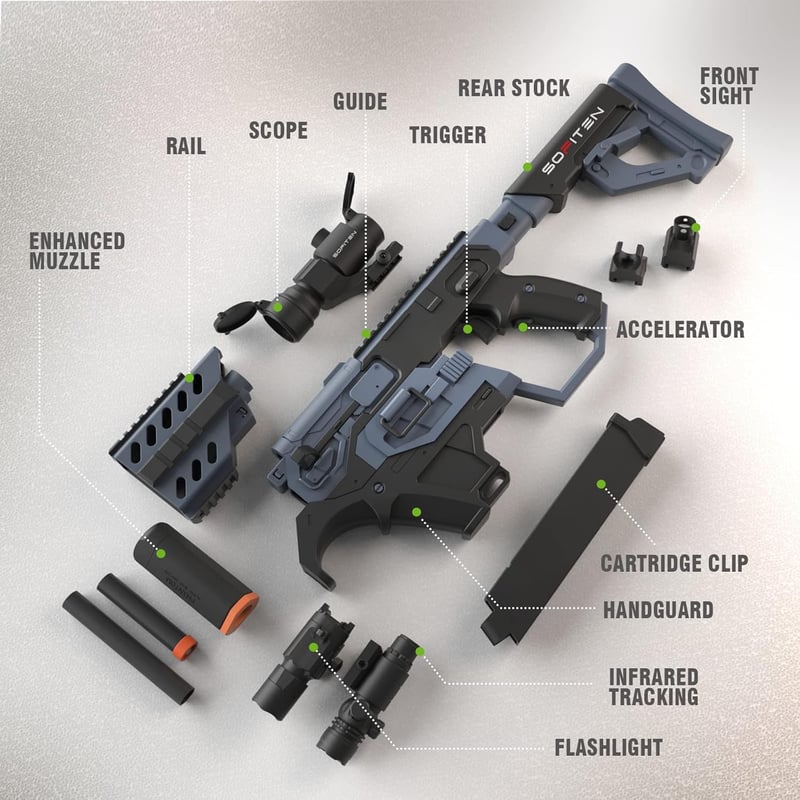 Automatic Sniper Toy Gun Kit with Vest, Scope & 120 Darts