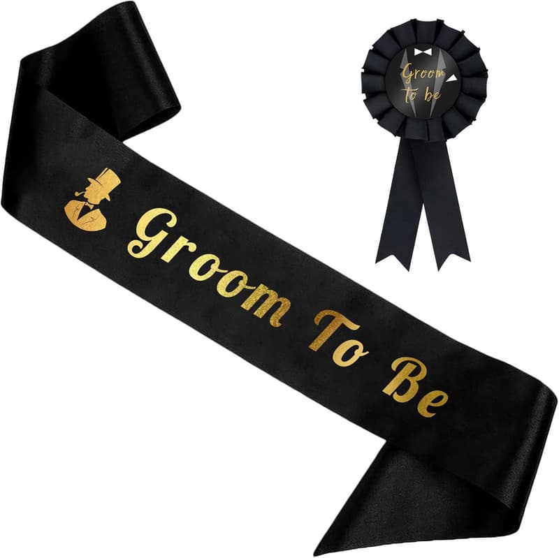 Groom's Sash and Badge Set for Engagement or Bridal Shower