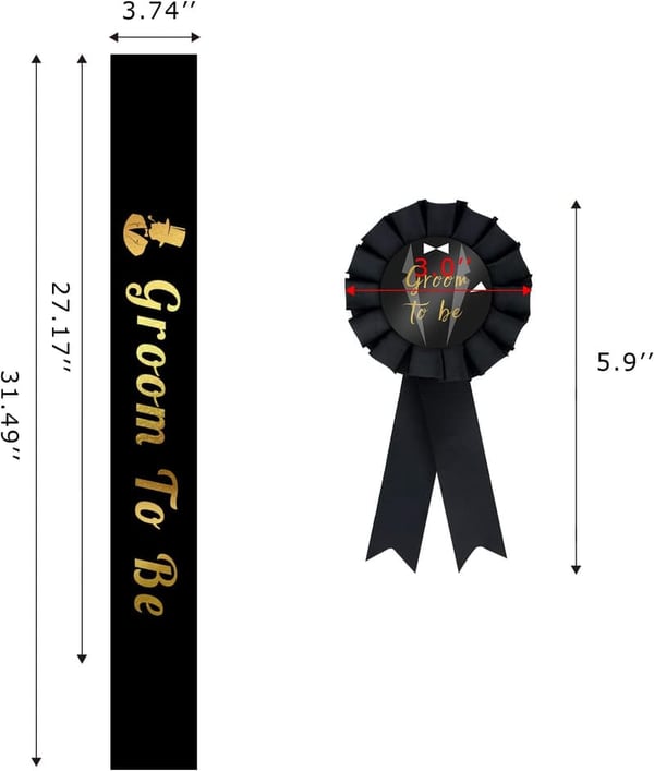 Groom's Sash and Badge Set for Engagement or Bridal Shower