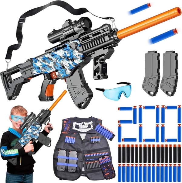 Automatic Sniper Rifle Toy with 200 Darts & Tactical Vest Set
