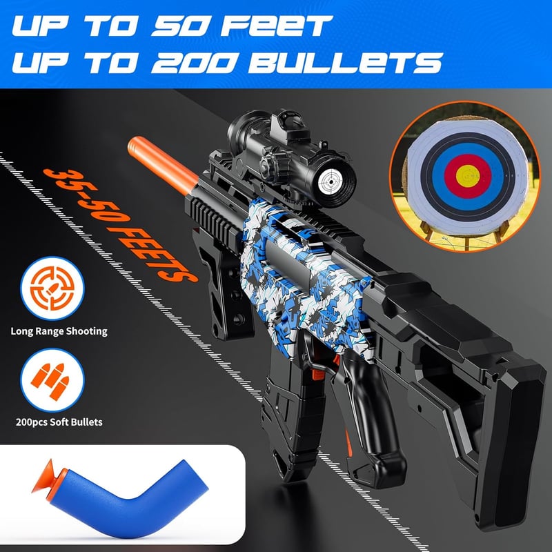 Automatic Sniper Rifle Toy with 200 Darts & Tactical Vest Set