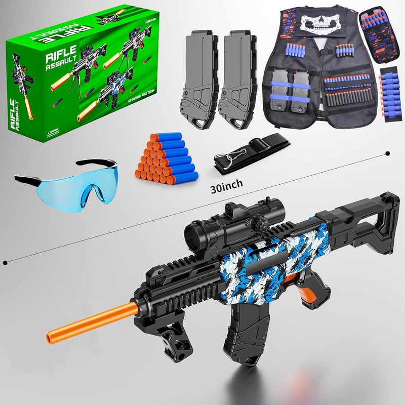 Automatic Sniper Rifle Toy with 200 Darts & Tactical Vest Set