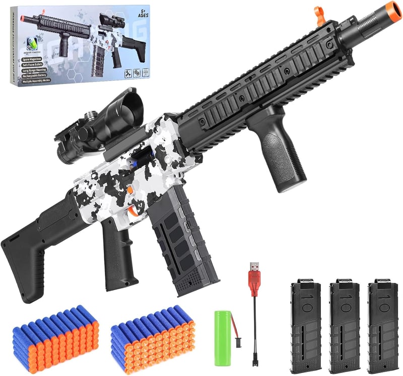 Electric Sniper Rifle Toy Blaster with 100 Darts for Kids