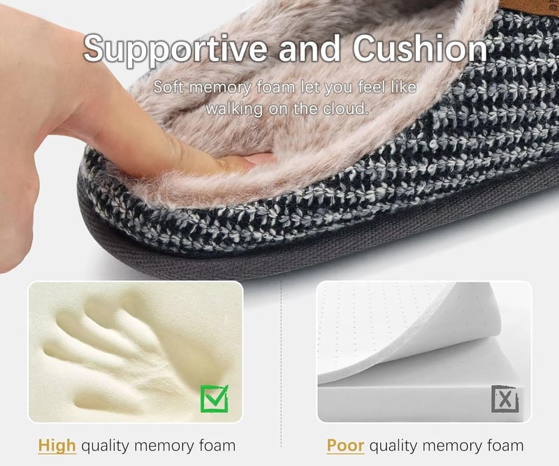 Cozy Memory Foam Scuff Slippers for Men with Arch Support
