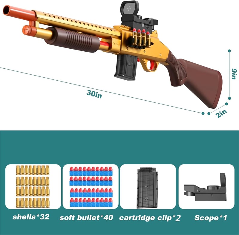 Realistic Pump Shotgun Foam Blaster for Ages 8-14
