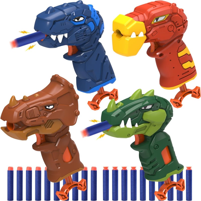 Dinosaur Toy Blaster Set for Kids – 4-Pack Birthday Party Favors