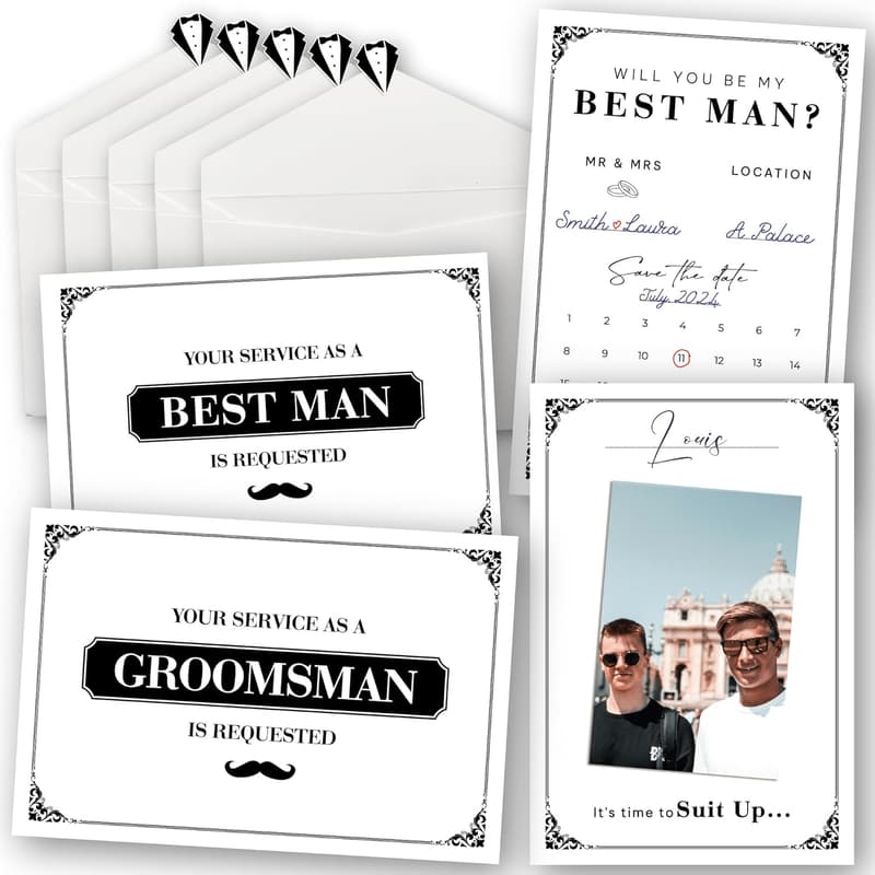 Groomsmen Proposal Cards Set - 8 Asking Cards & 2 Best Man Gifts